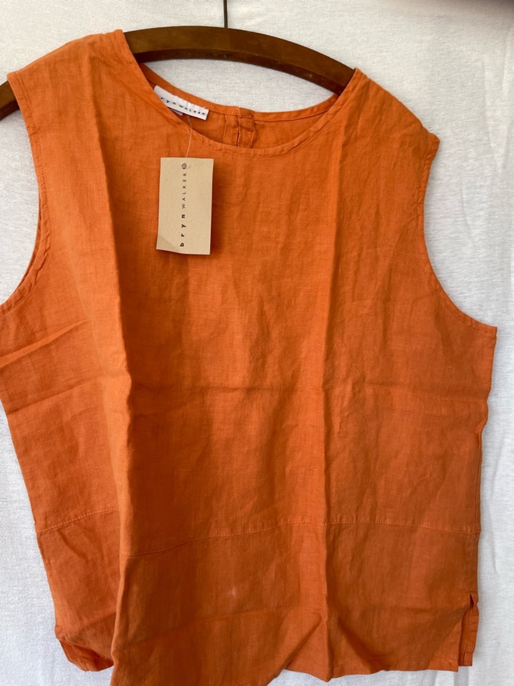 BRYN WALKER Dark Apricot new with tags  100% linen shell button XL